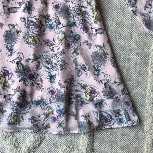 Pre-loved Cotton On Pale Pink Bird & Floral Print Long Sleeve Ruffled ...